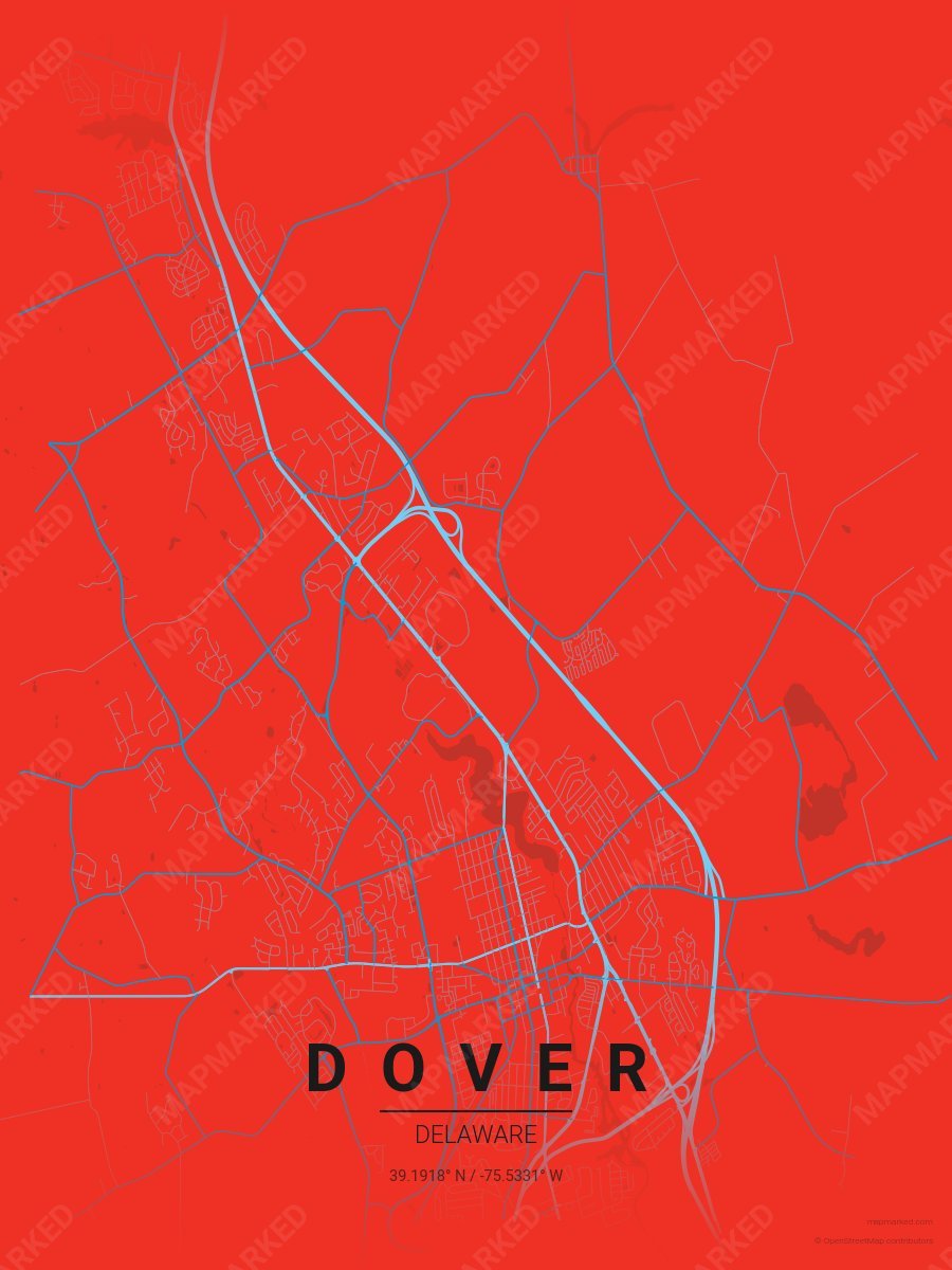 Red, Light Blue & Blue Modern style sample on Dover