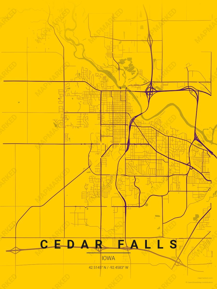 Gold & Purple Classic style sample on Cedar Falls