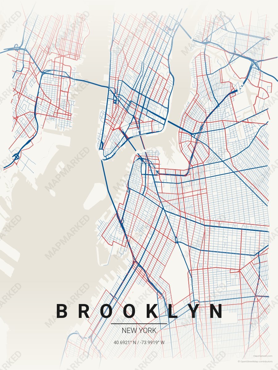 Cream, Blue & Red Motif style sample on Brooklyn New
