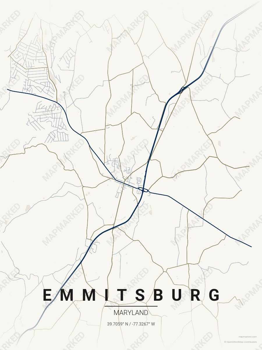 Cream, Blue & Bronze Atlas style sample on Emmitsburg