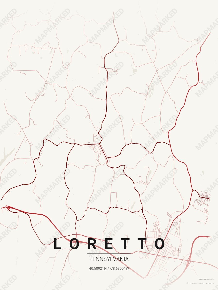 Cream, Red & Dark Red Icon style sample on Loretto