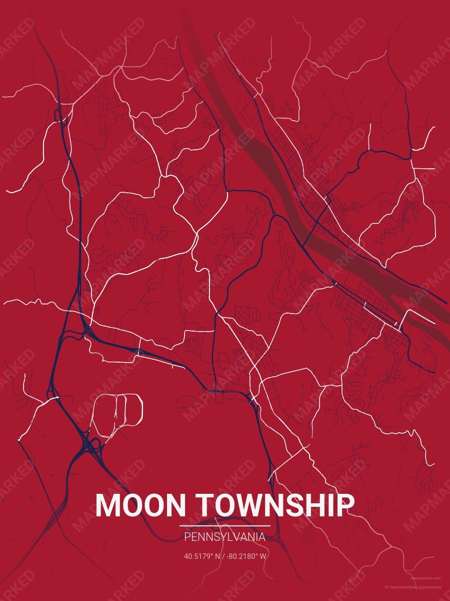 Red, Blue & White Modern style sample on Moon Township