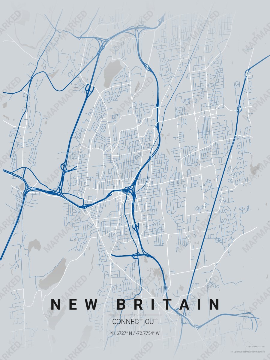 Silver, Blue & White Range style sample on New Britain