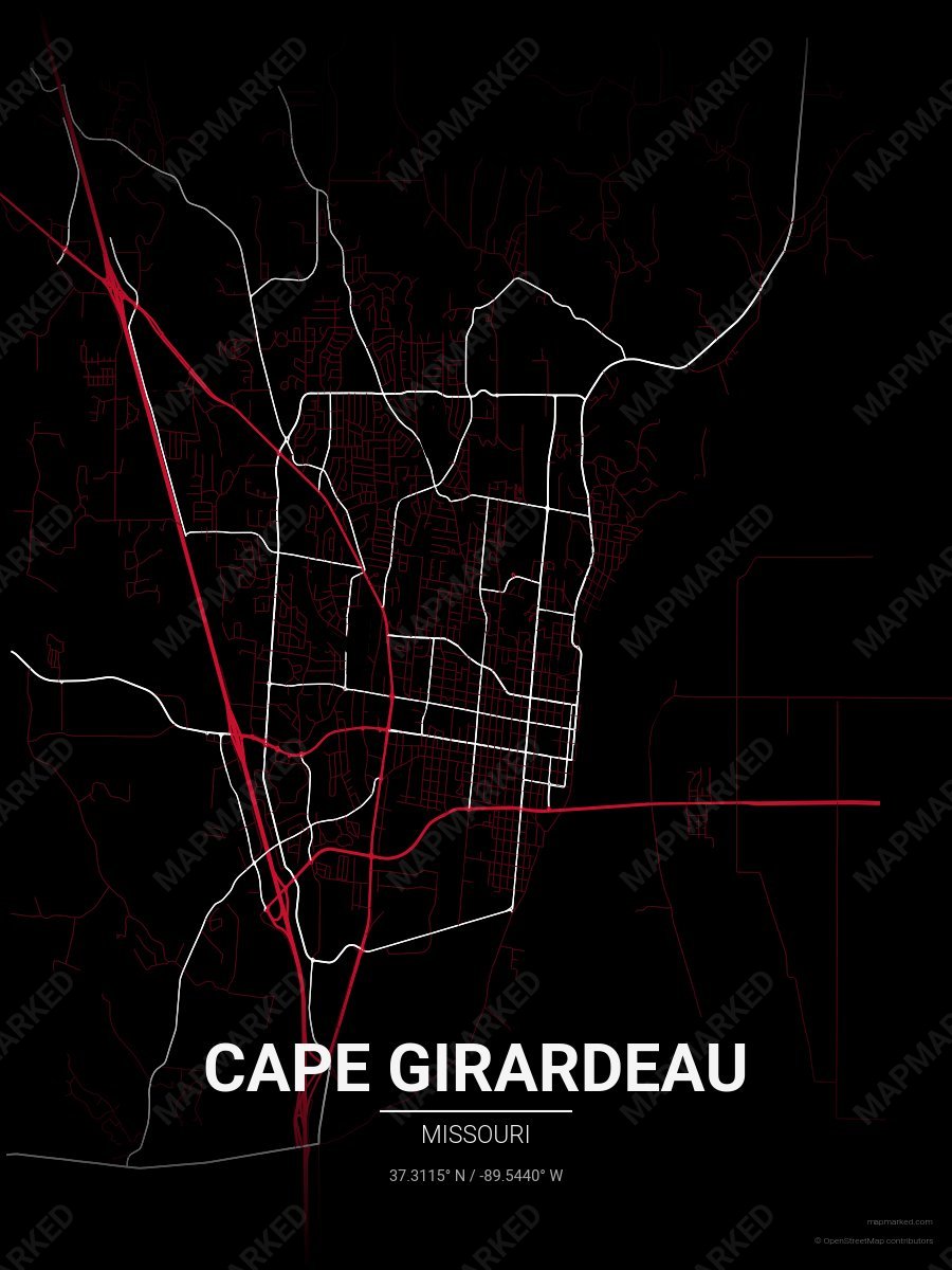 Black, Red & White Muse style sample on Cape Girardeau