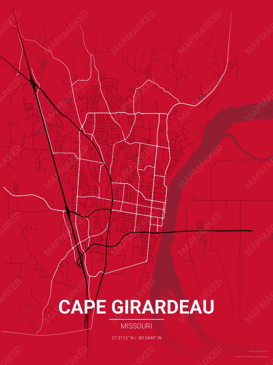 Red, Black & White Heritage style sample on Cape Girardeau