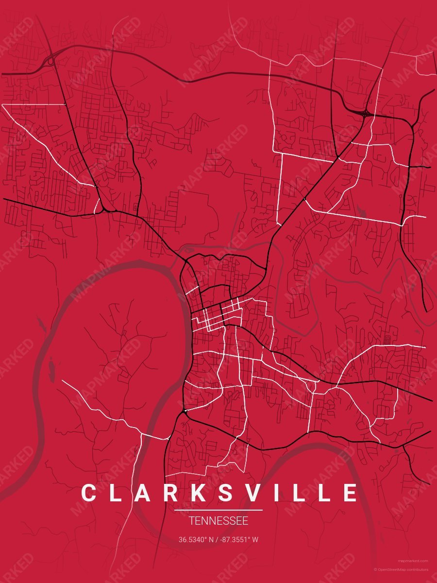 Red, Black & White Prime style sample on Clarksville