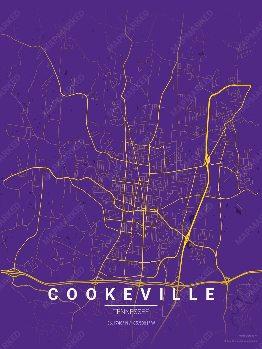 Purple & Gold Atlas style sample on Cookeville