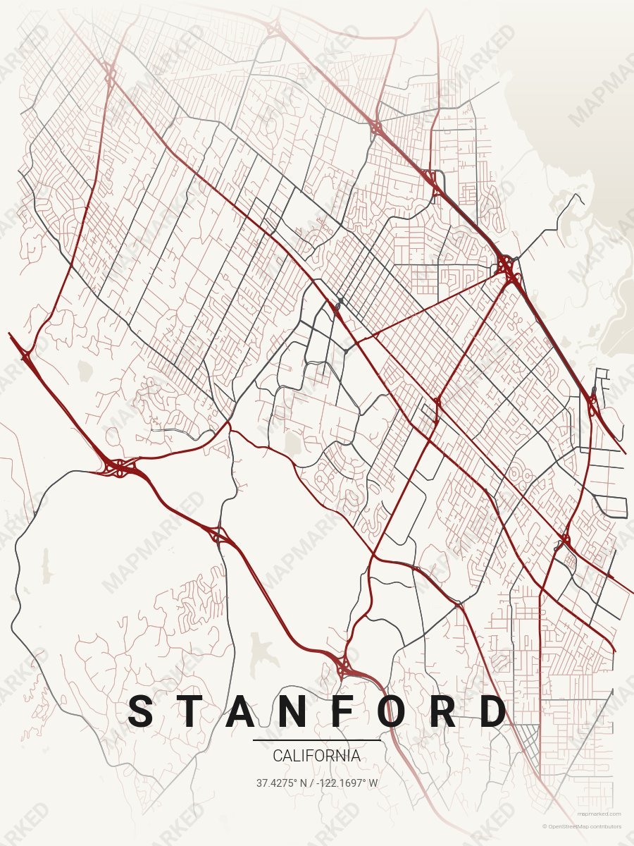 Cream, Red & Gray Standard style sample on Stanford