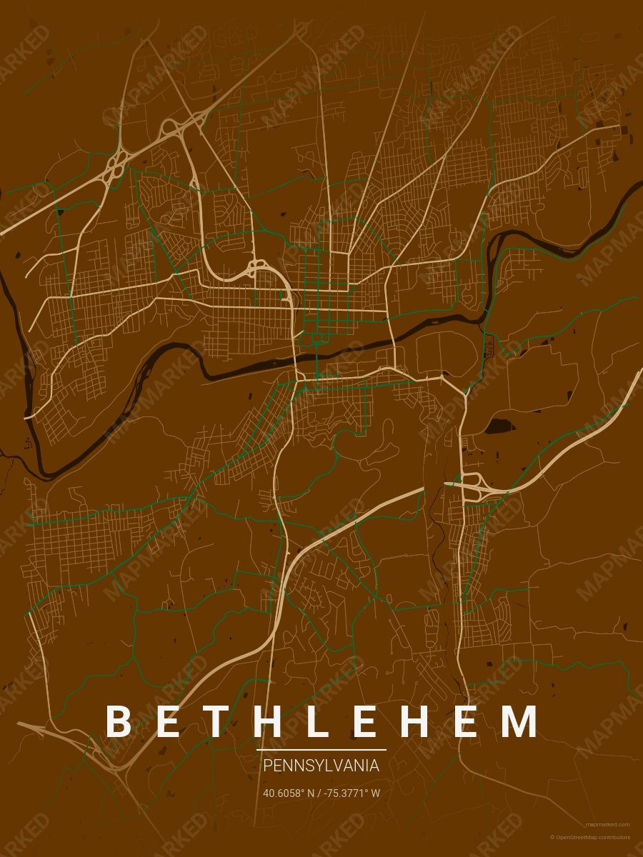 Dark Brown, Light Gold & Green Classic style sample on Bethlehem