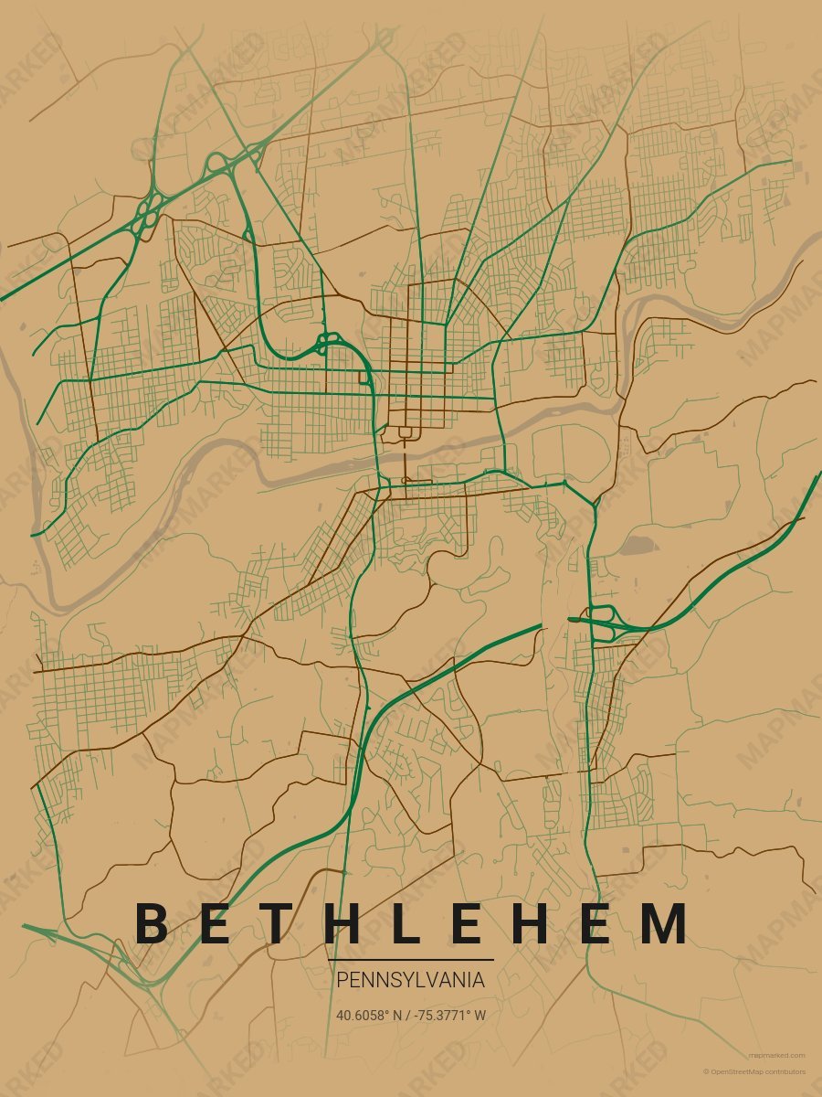 Light Gold, Green & Dark Brown Range style sample on Bethlehem