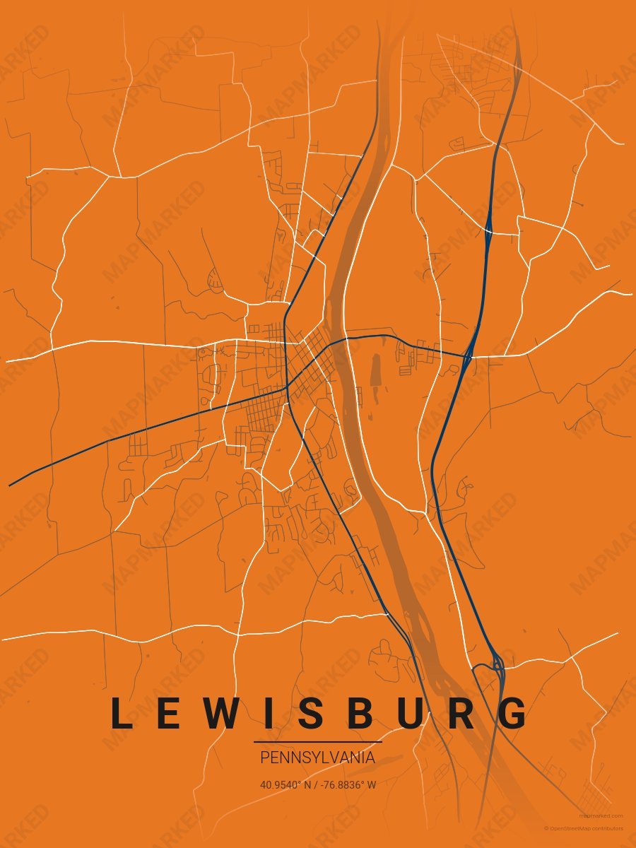 Orange, Blue & White Vista style sample on Lewisburg