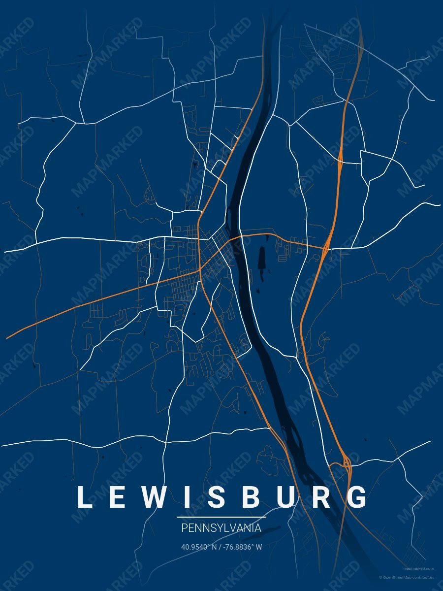 Blue, Orange & White Range style sample on Lewisburg