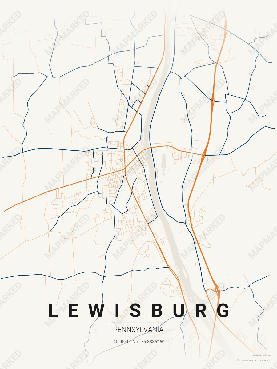 Cream, Orange & Blue Nova style sample on Lewisburg