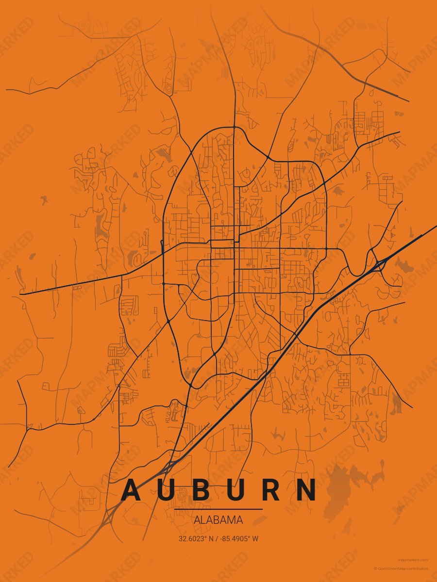 Orange & Blue Range style sample on Auburn