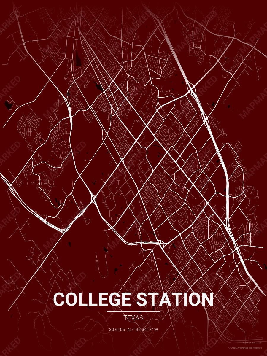 Maroon & White Classic style sample on College Station