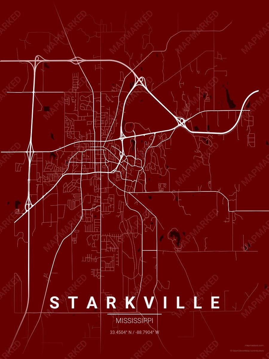 Maroon & White Heritage style sample on Starkville