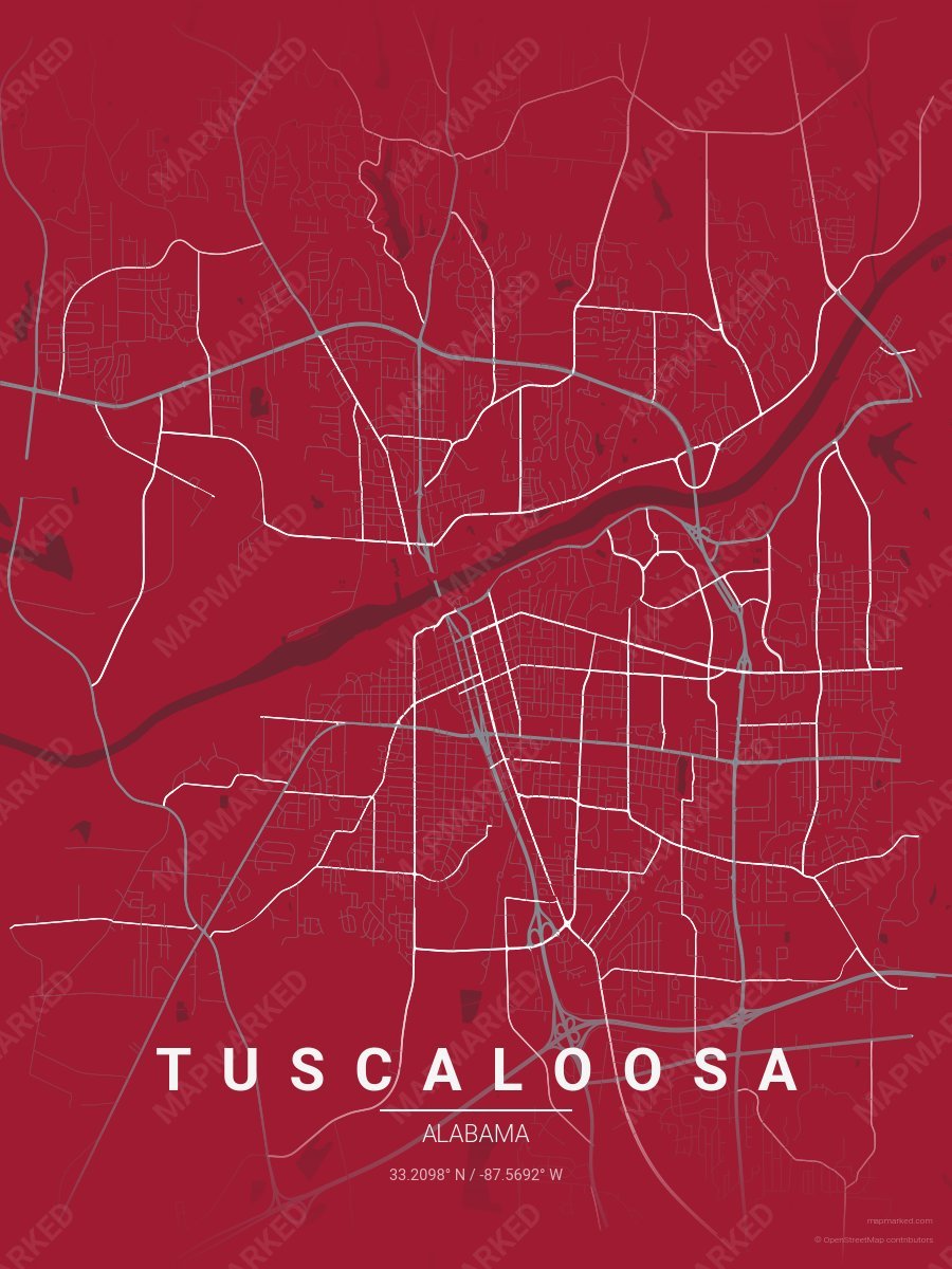 Crimson, Gray & White Craft style sample on Tuscaloosa