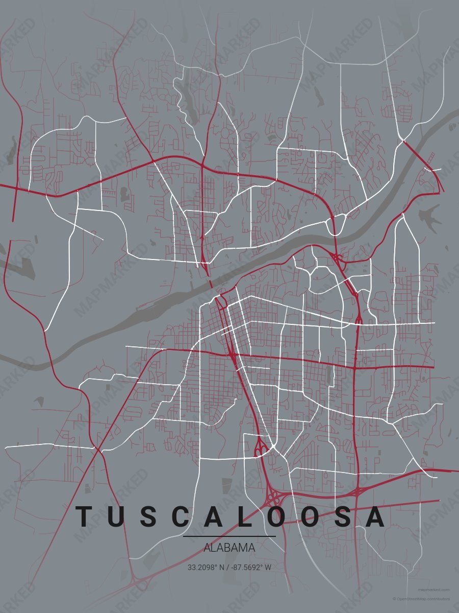 Gray, Crimson & White Verve style sample on Tuscaloosa