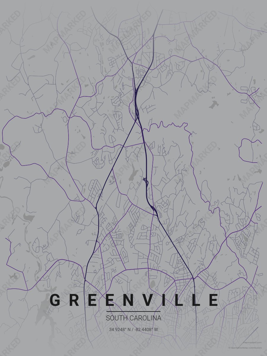 Gray, Dark Purple & Purple Verve style sample on Greenville South