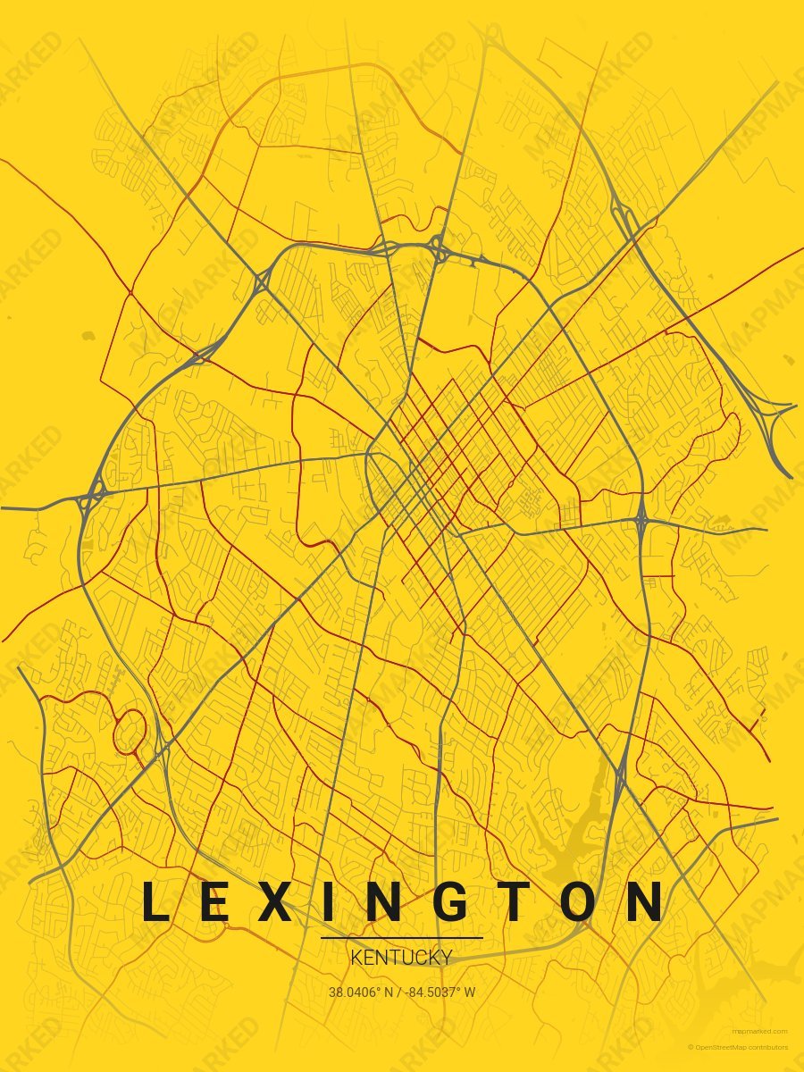 Yellow, Gray & Red Cadence style sample on Lexington