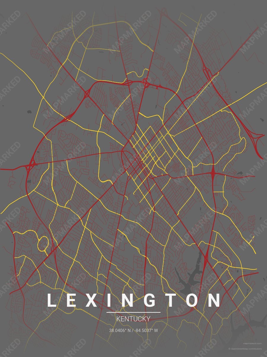 Gray, Red & Yellow Muse style sample on Lexington