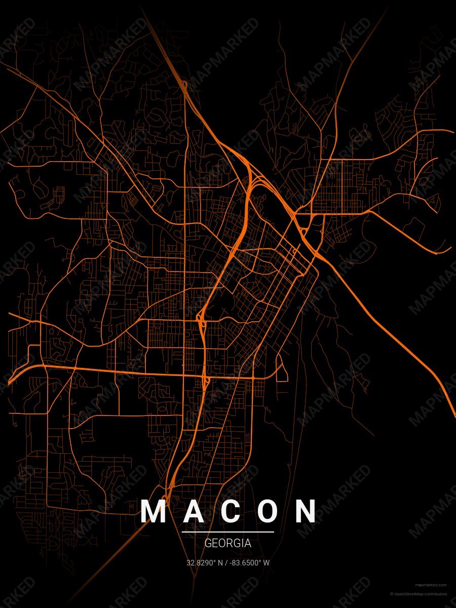 Black & Orange Icon style sample on Macon