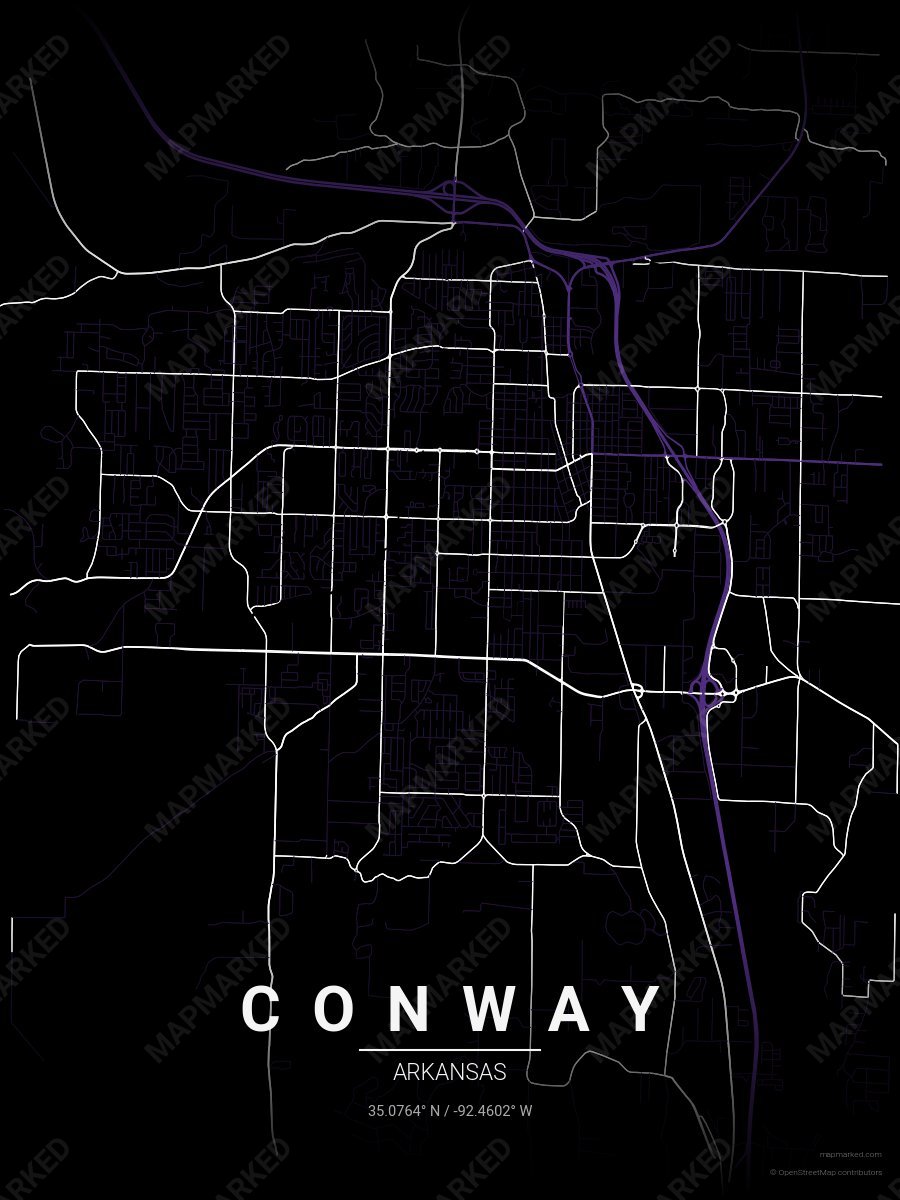 Black, Purple & White Heritage style sample on Conway