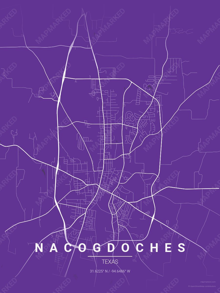 Purple & White Ethos style sample on Nacogdoches