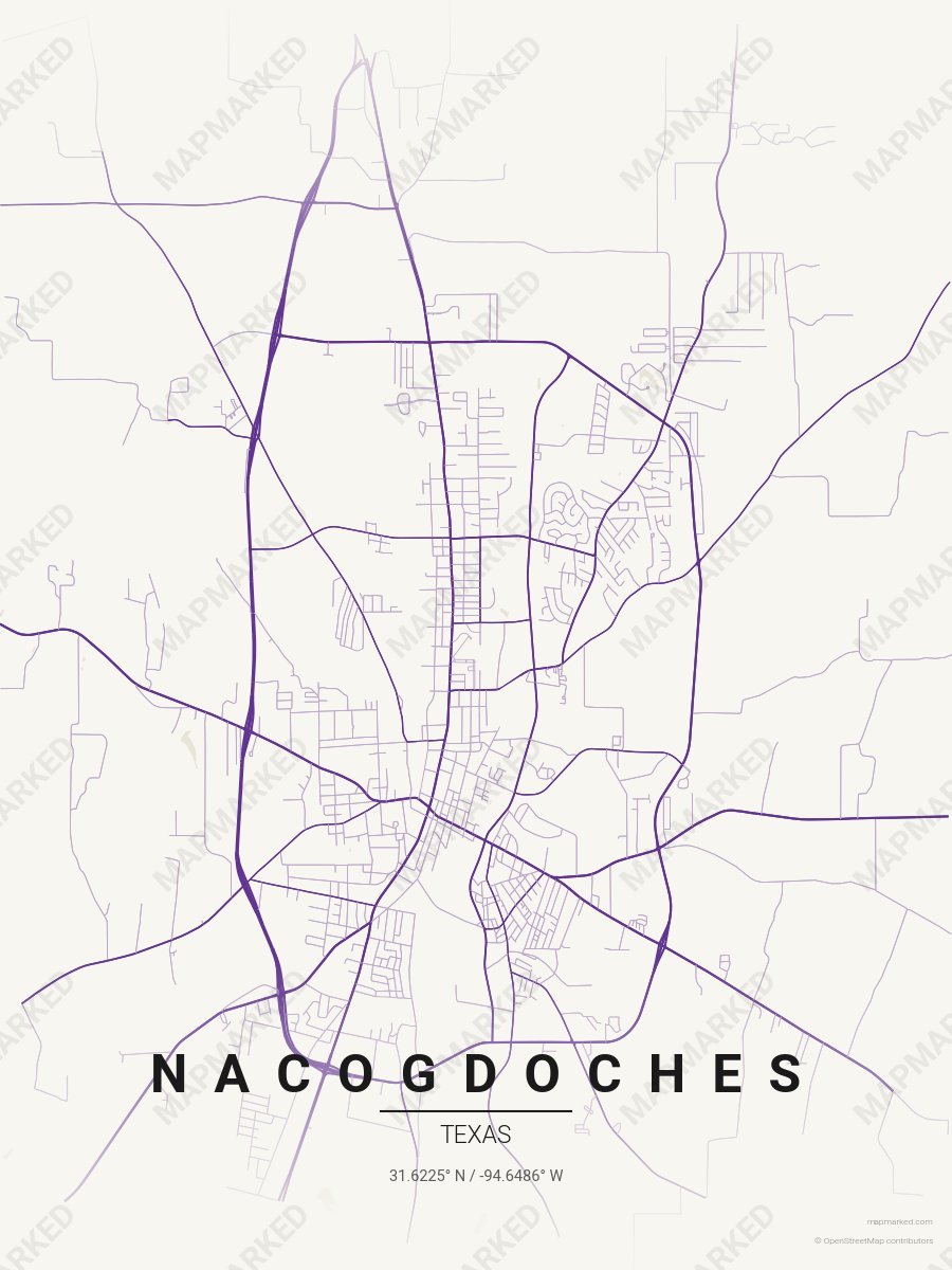 Cream & Purple Motif style sample on Nacogdoches