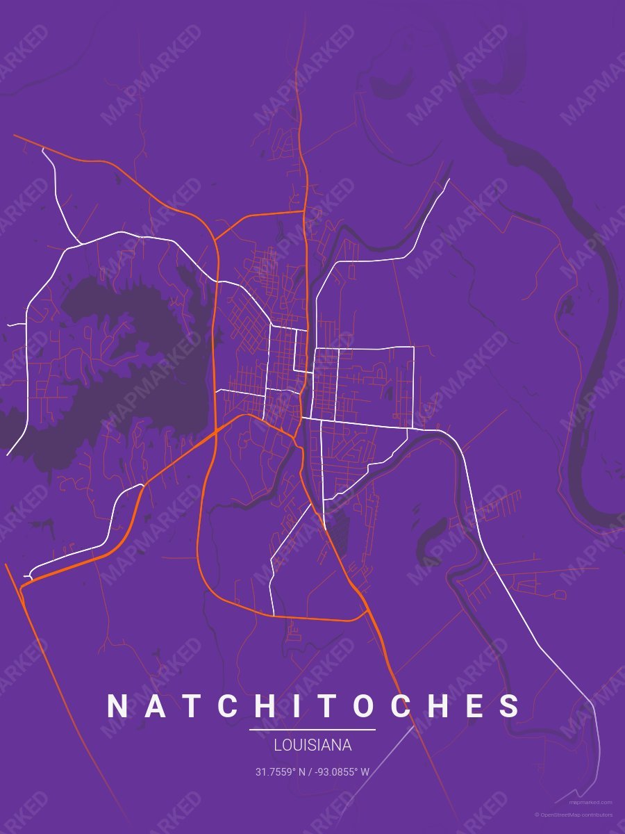 Purple, Orange & White Accord style sample on Natchitoches