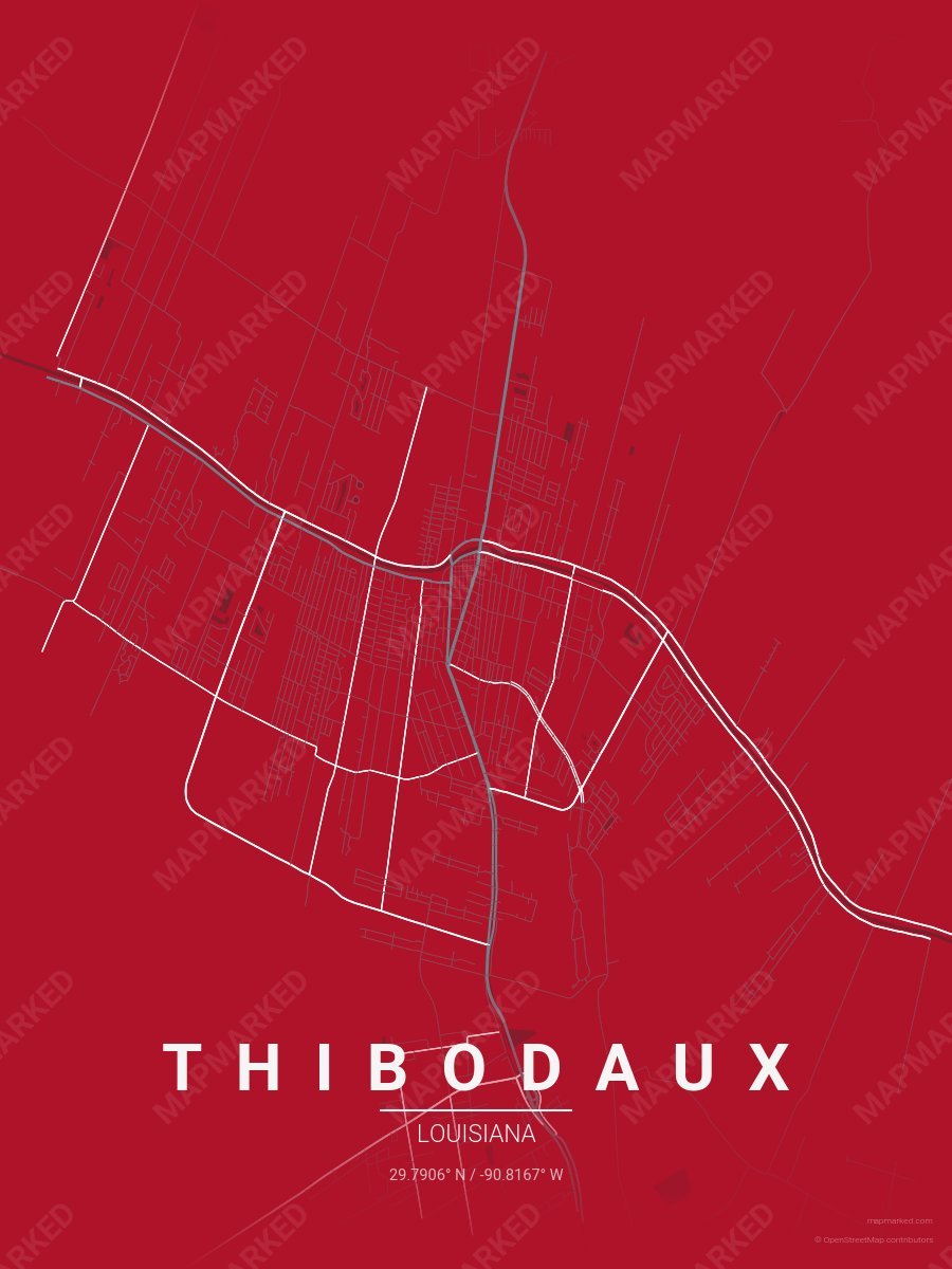 Red, Gray & White Standard style sample on Thibodaux
