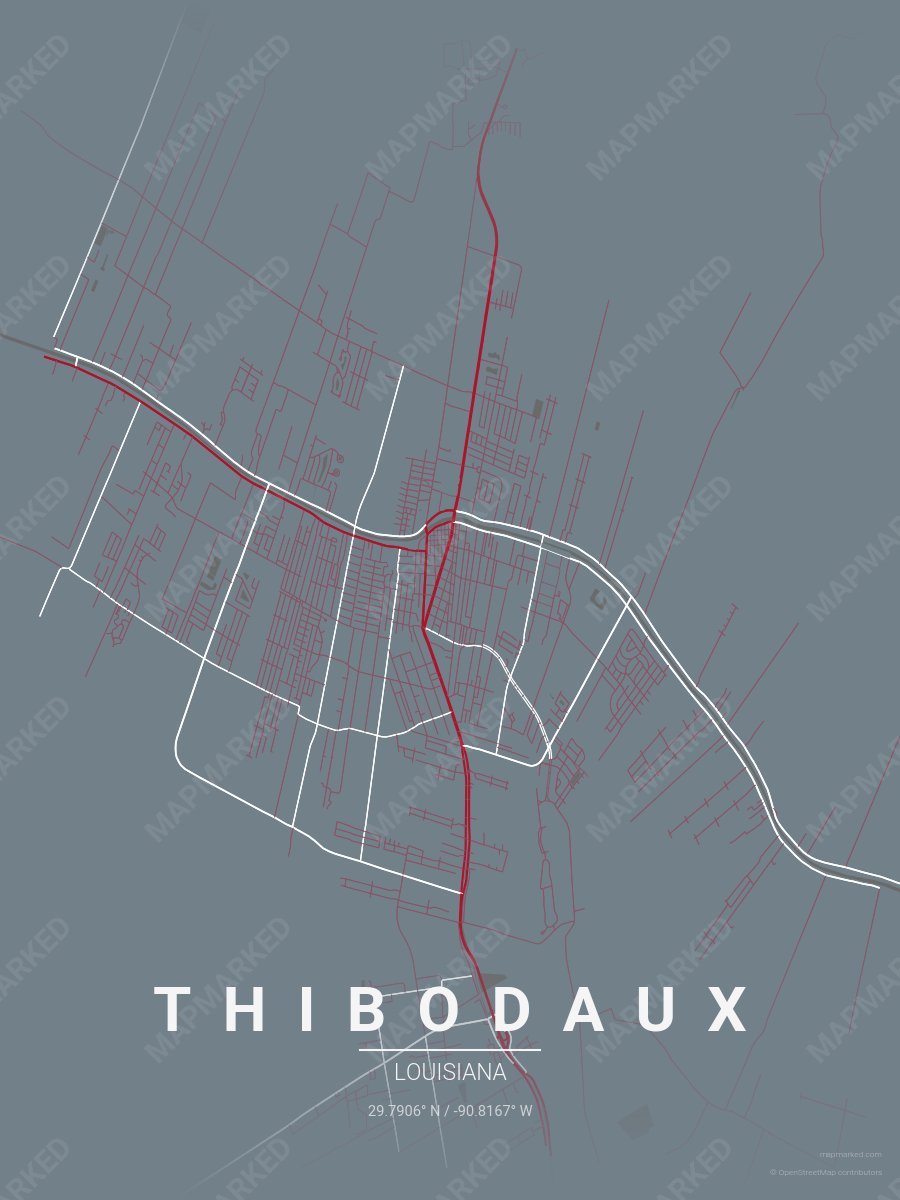 Gray, Red & White Range style sample on Thibodaux