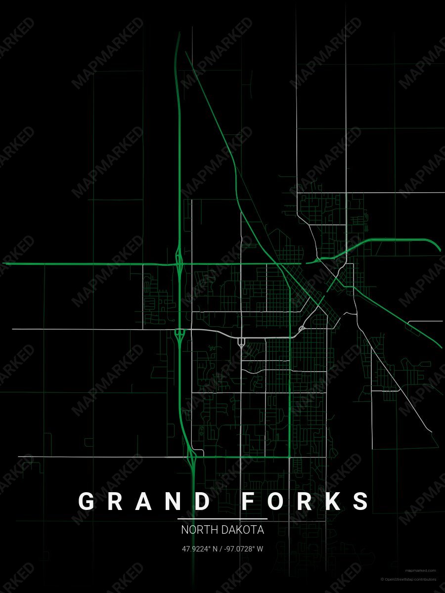 Black, Green & Gray Contrast style sample on Grand Forks North
