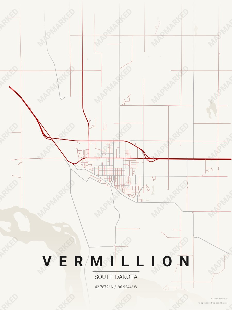 Cream, Red & Gray Muse style sample on Vermillion South