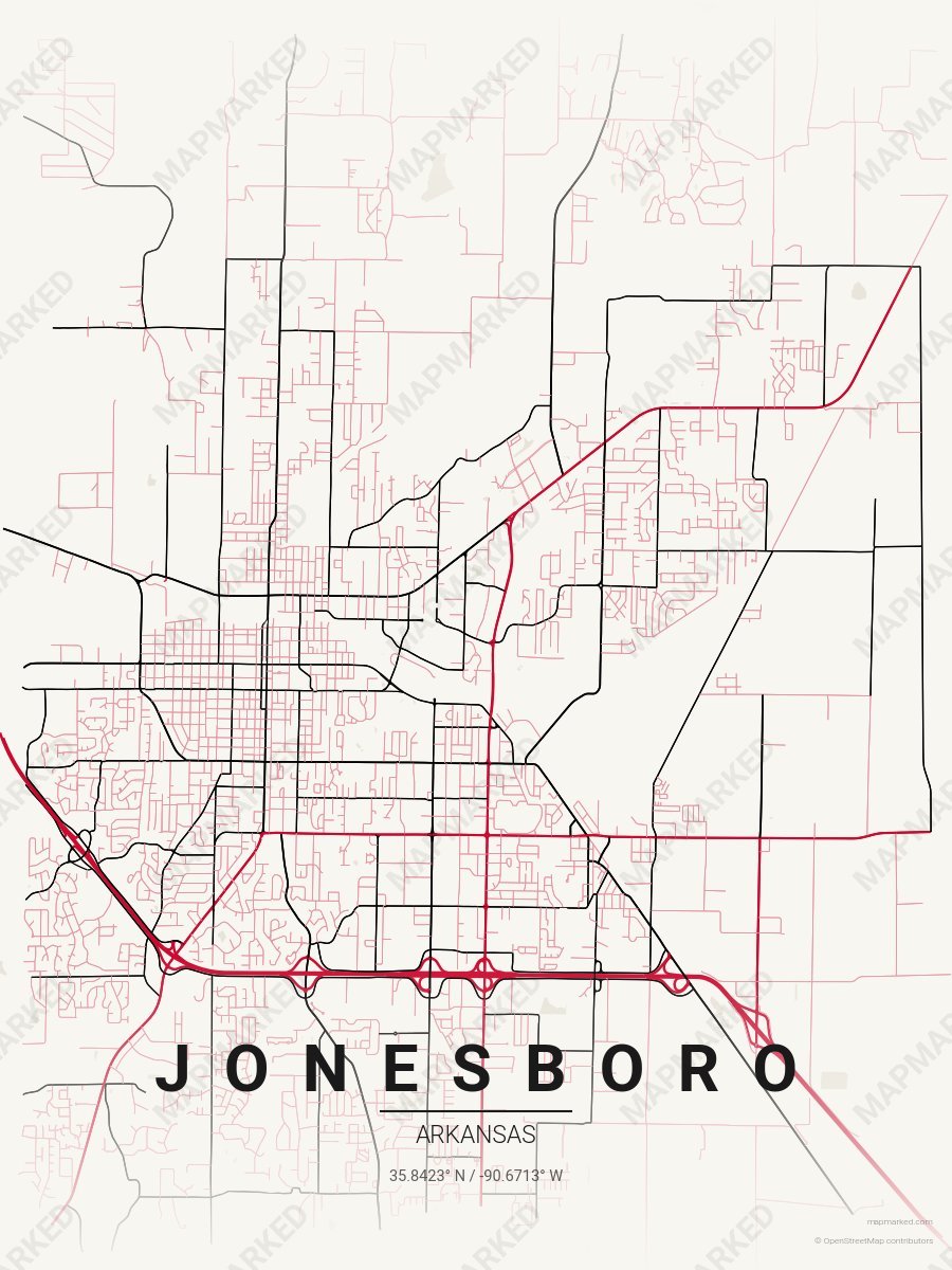 Cream, Scarlet & Black Nova style sample on Jonesboro