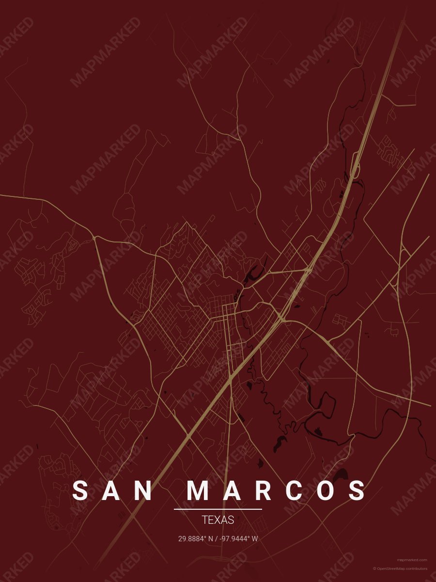 Maroon & Gold Ethos style sample on San Marcos