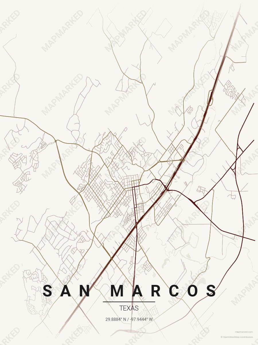 Cream, Maroon & Gold Atlas style sample on San Marcos