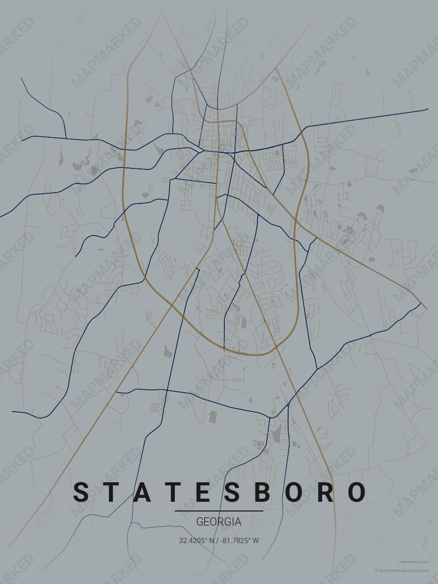 Gray, Gold & Blue Standard style sample on Statesboro