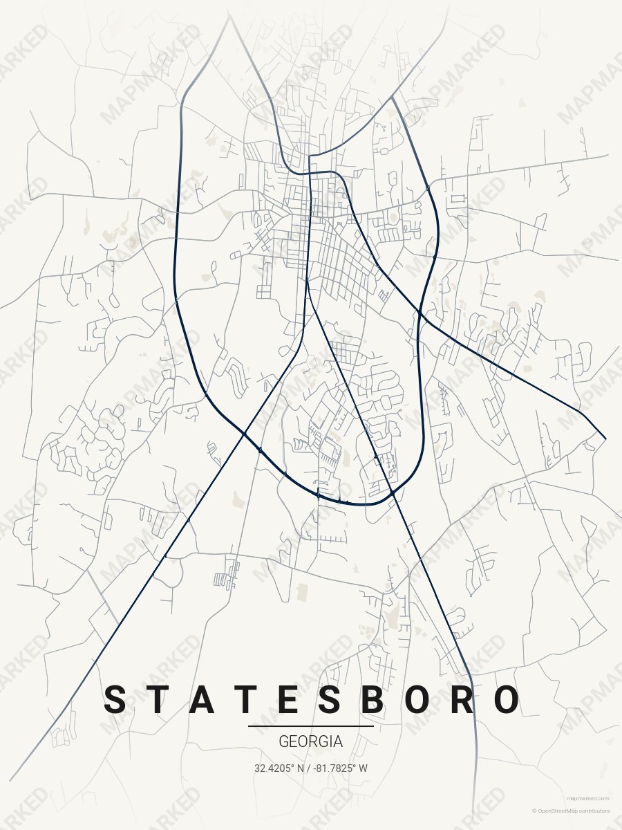 Cream, Blue & Gray Range style sample on Statesboro