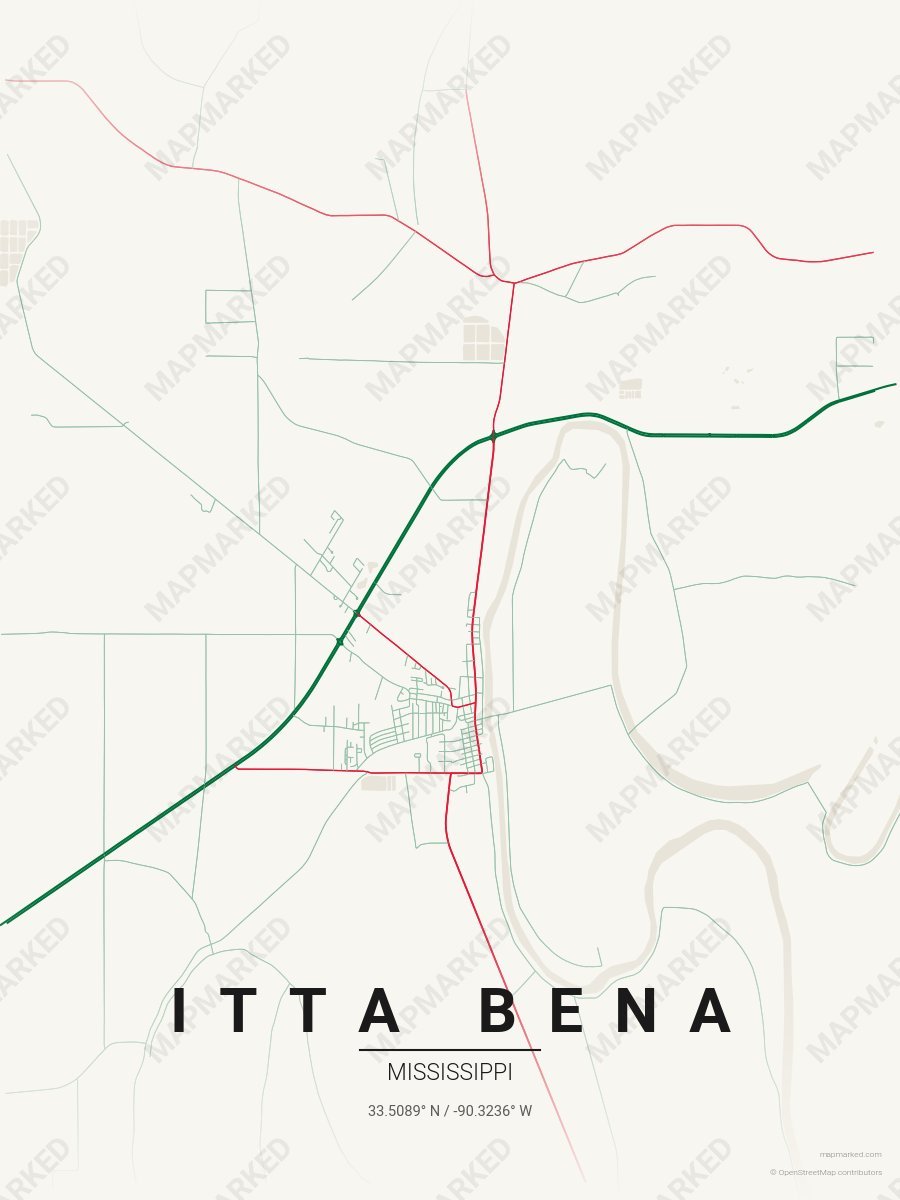 Cream, Green & Red Modern style sample on Itta Bena