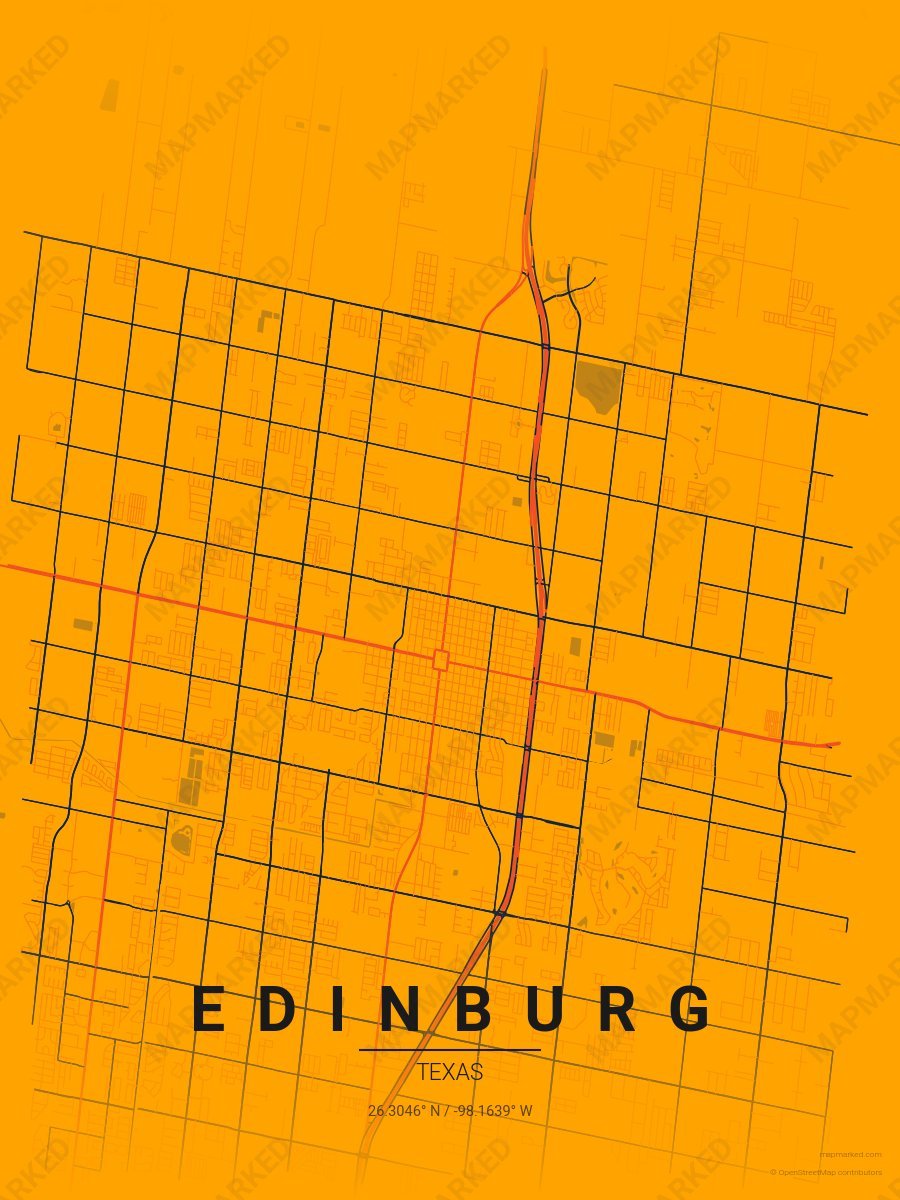 Orange, Dark Orange & Blue Nova style sample on Edinburg
