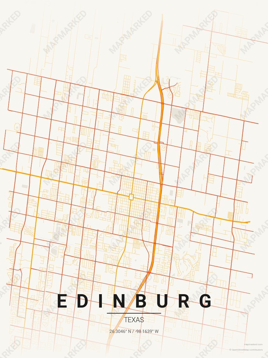 Cream, Orange & Dark Orange Bold style sample on Edinburg