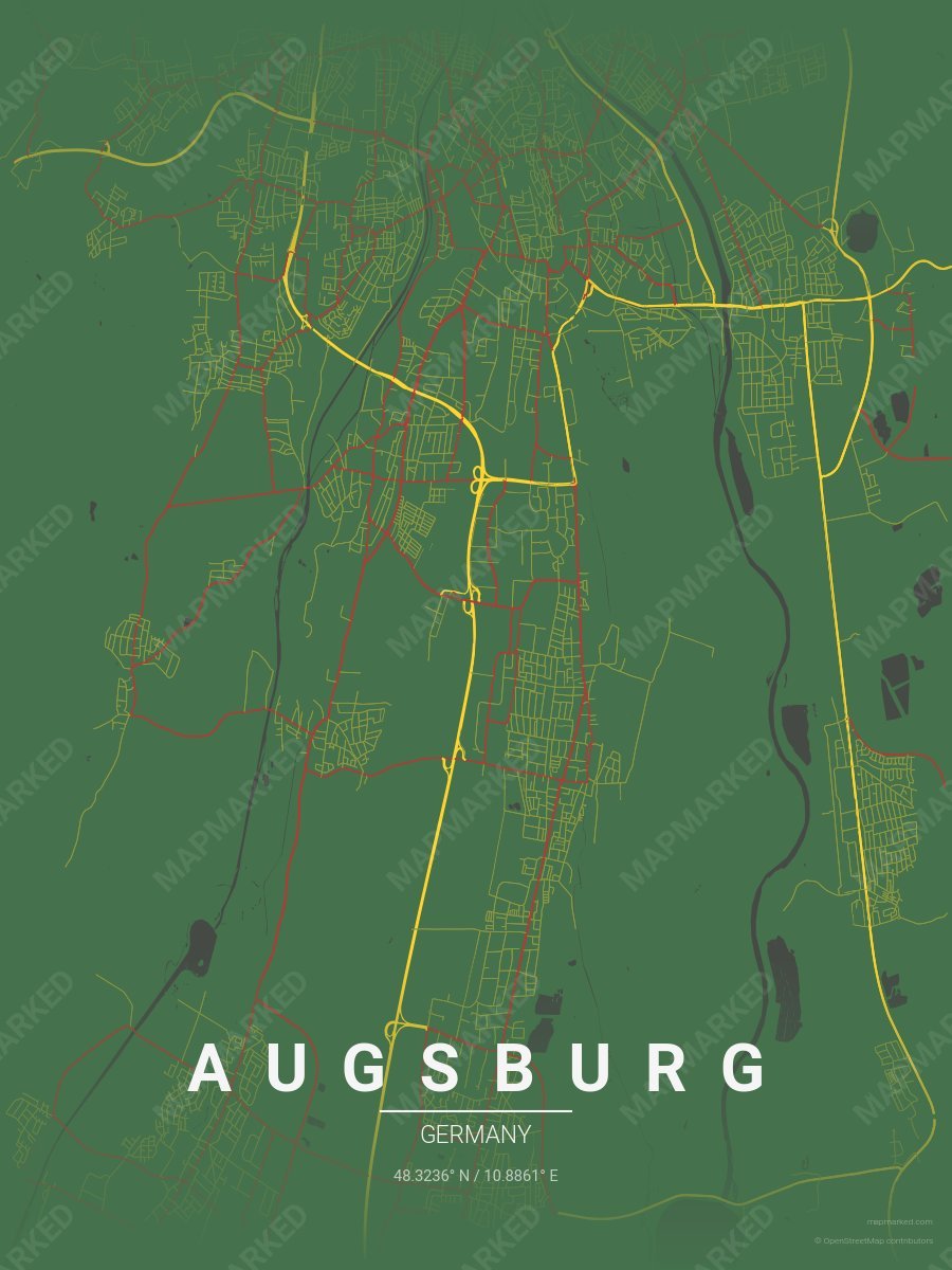Green, Yellow & Red Atlas style sample on Augsburg De