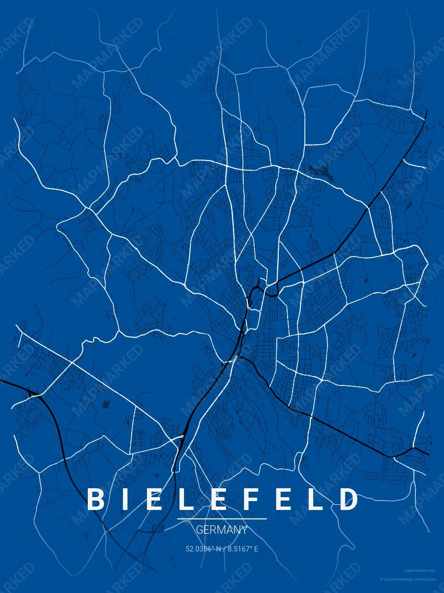 Blue, Black & White Ethos style sample on Bielefeld De