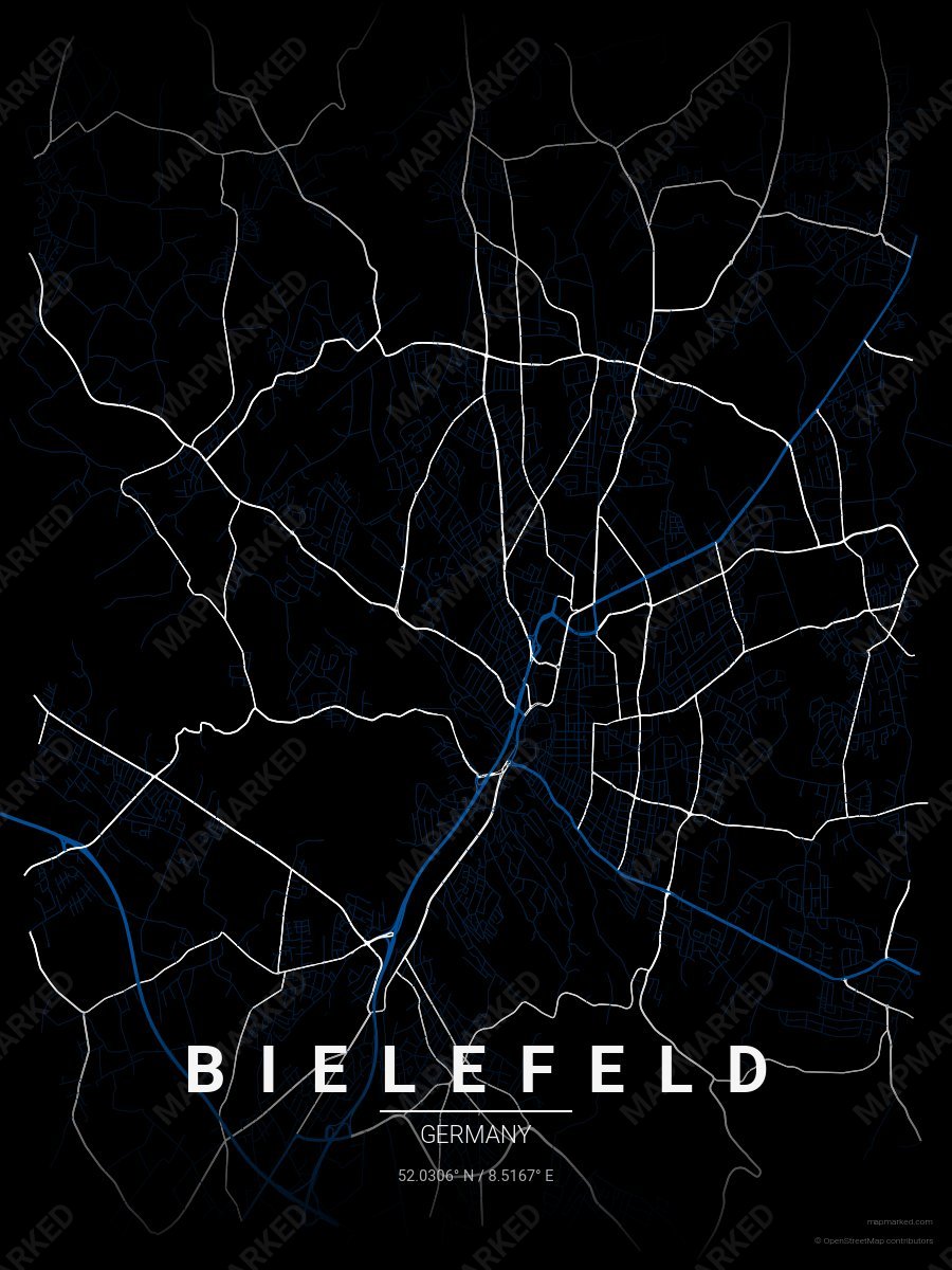 Black, Blue & White Range style sample on Bielefeld De