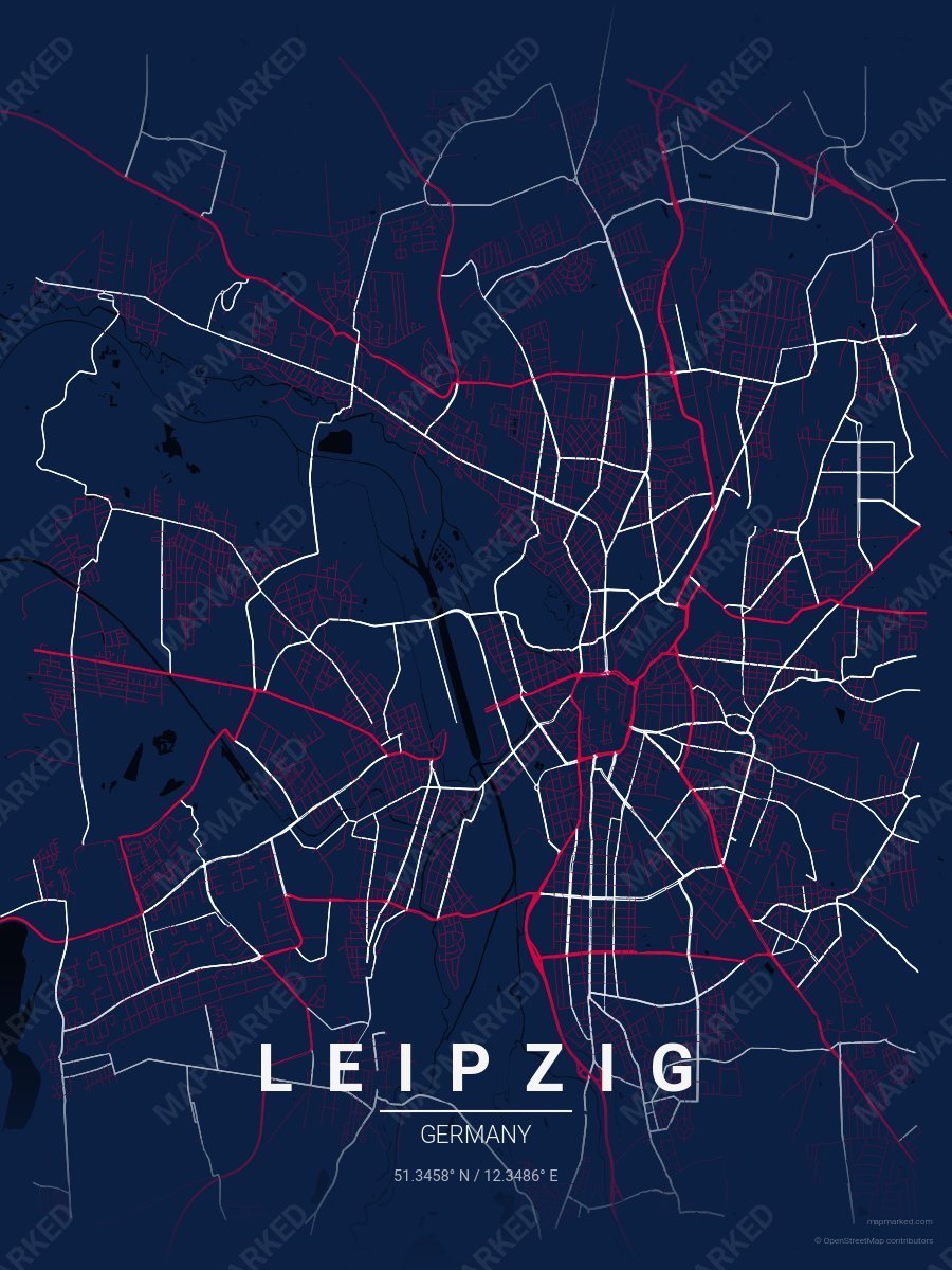 Dark Blue, Red & White Modern style sample on Leipzig De