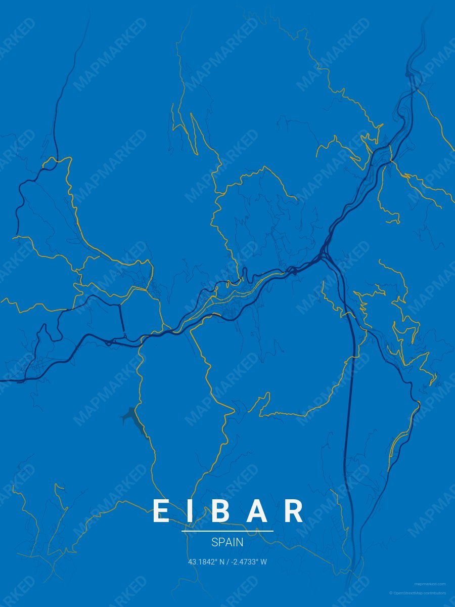 Blue, Dark Blue & Gold Contrast style sample on Eibar Es
