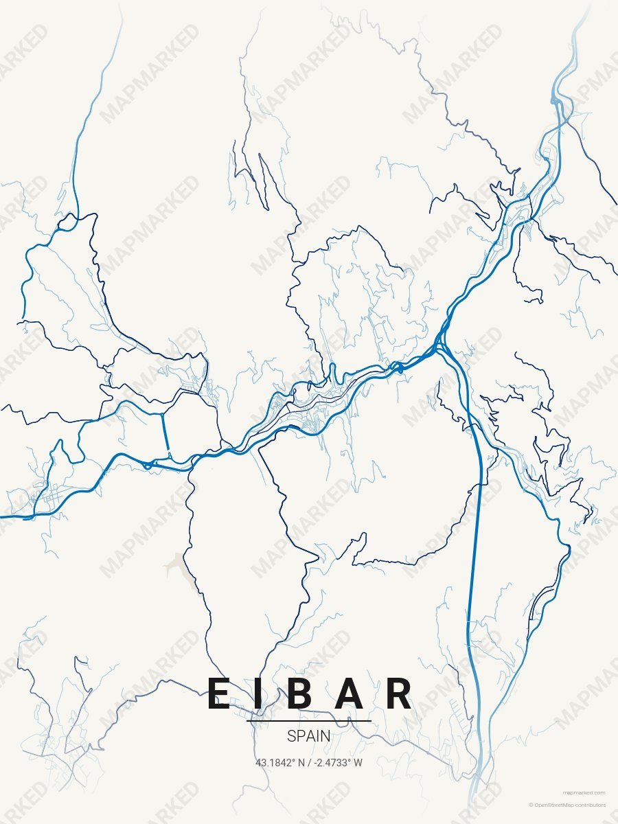 Cream, Blue & Dark Blue Bold style sample on Eibar Es