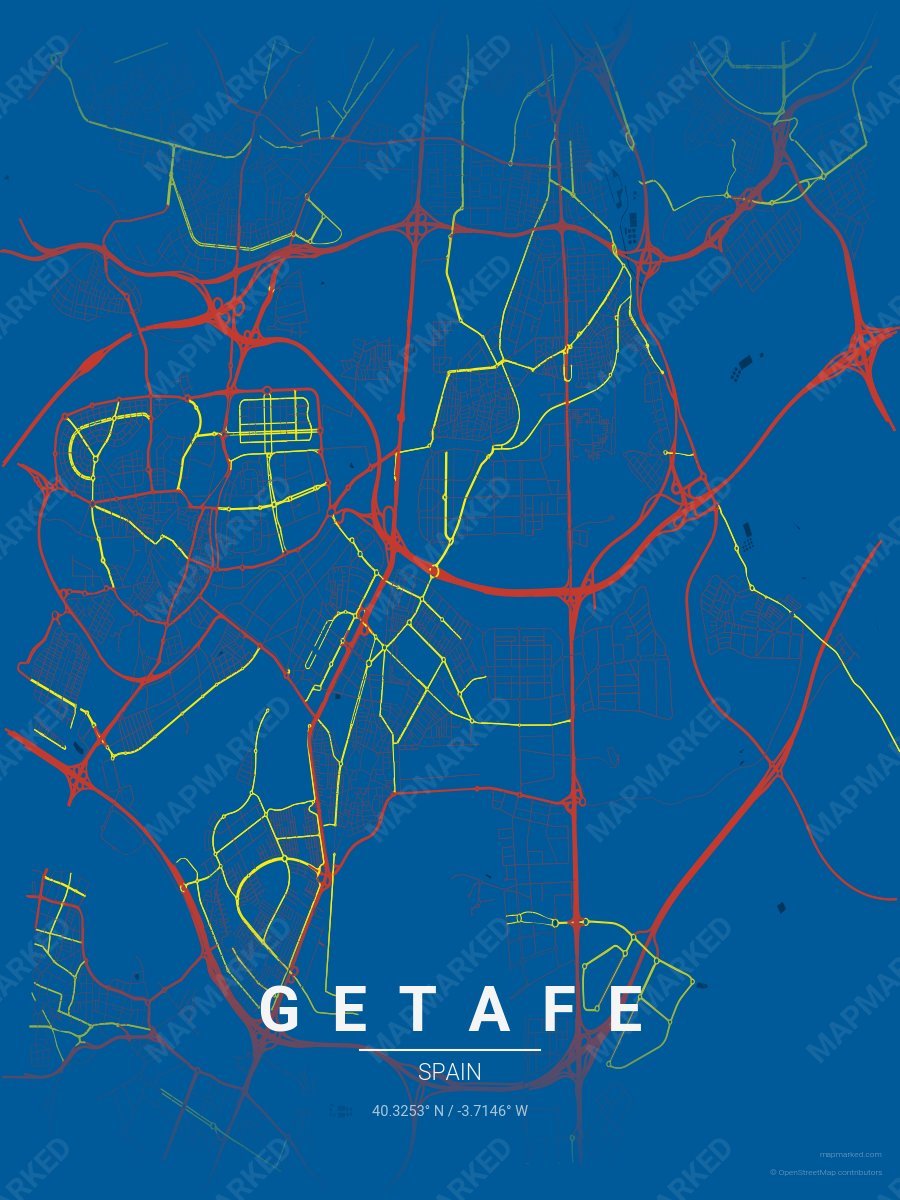 Blue, Red & Yellow Verve style sample on Getafe Es