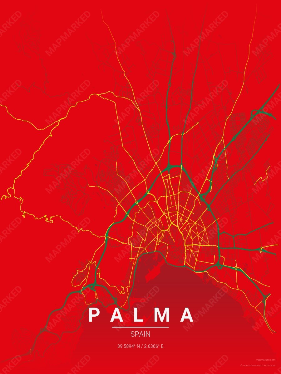 Red, Green & Yellow Classic style sample on Palma Es